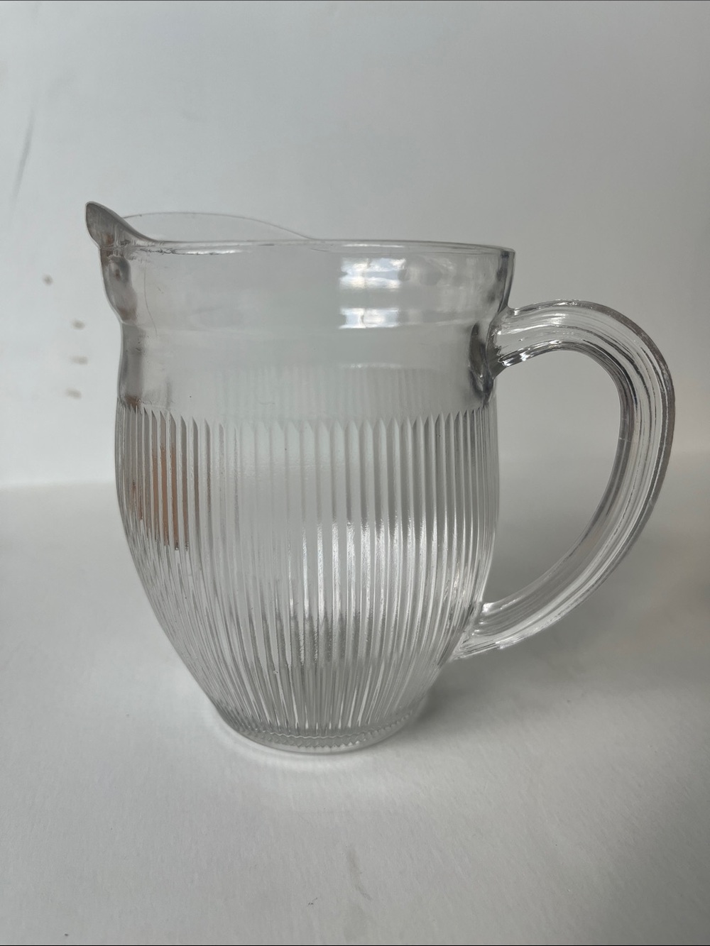 Vintage ribbed clear glass small pitched